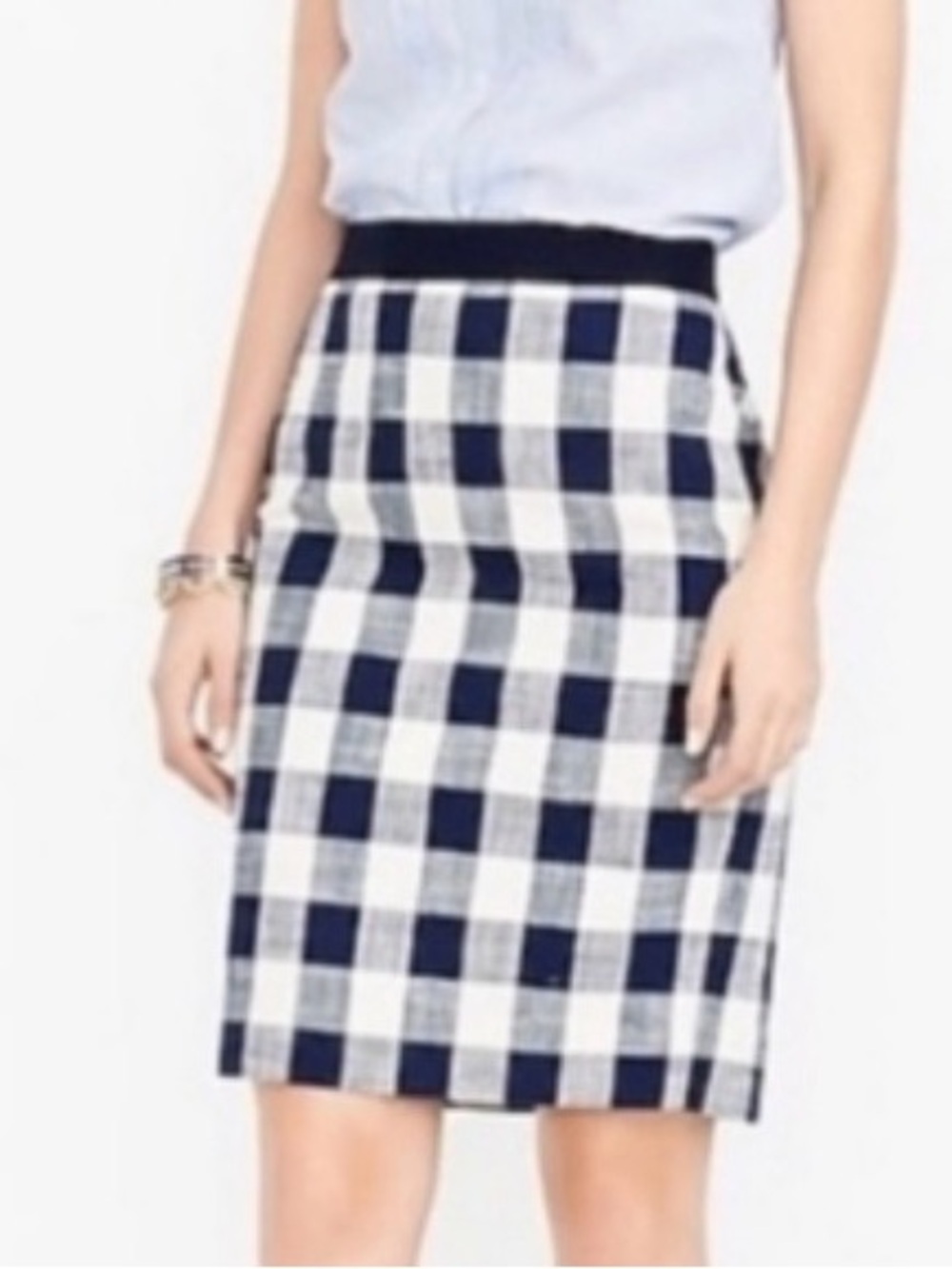 J. Crew gingham/navy plaid pencil skirt 2